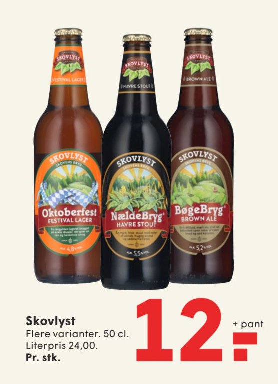 Skovlyst Flere varianter. 50 cl. Literpris 24,00. Pr. stk. – Spar