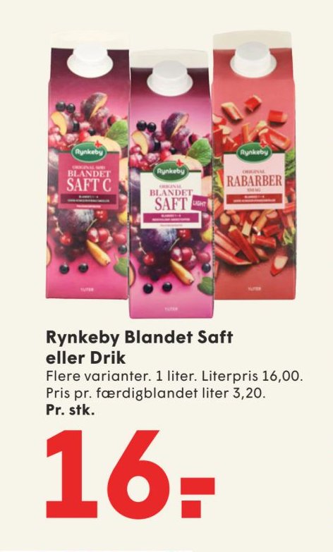 Rynkeby Blandet Saft eller Drik Flere varianter. 1 liter. – Spar