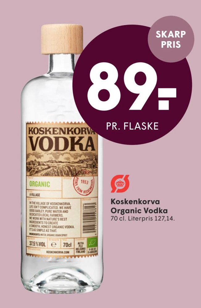 Koskenkorva Organic Vodka 70 cl – Spar