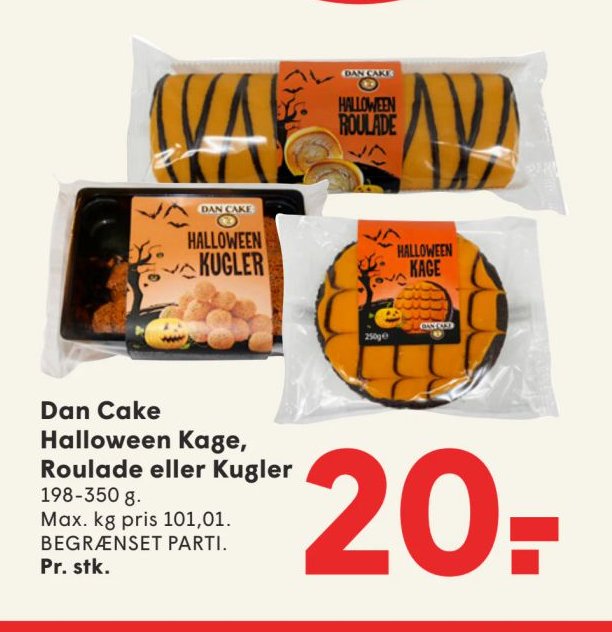 Dan Cake Halloween Kage, Roulade eller Kugler 198-350 g. – Spar