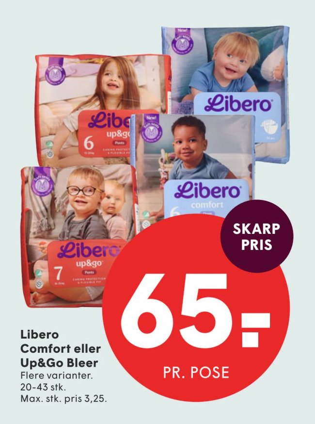 Libero Comfort eller Up&Go Bleer Flere varianter. 20-43 stk. – Spar