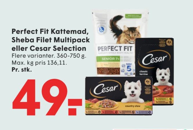 Perfect Fit Kattemad, Skåle, Filet Multipack eller Cesar Selection Flere varianter. 360-750 g. – Spar