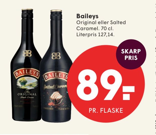 Baileys Original eller Salted Caramel. 70 cl. – Spar