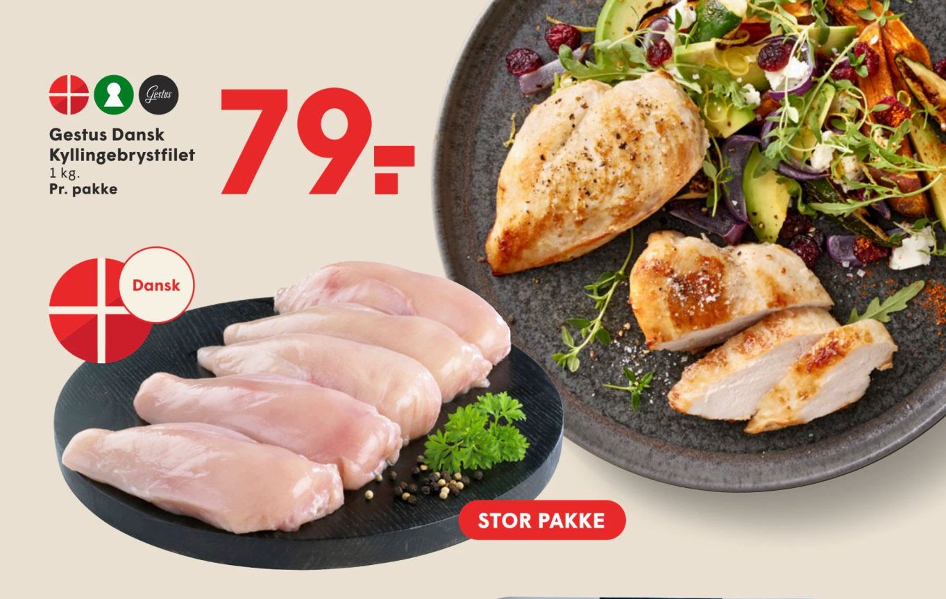 Gestus Dansk Kyllingebrystfilet 1 kg. – Spar