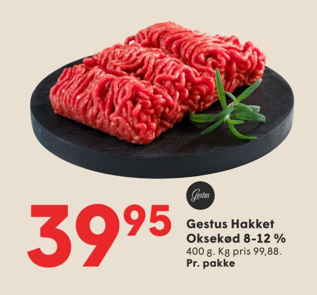 Gestus Hakket Oksekød 8-12 % 400 g. Pr. pakke – Spar