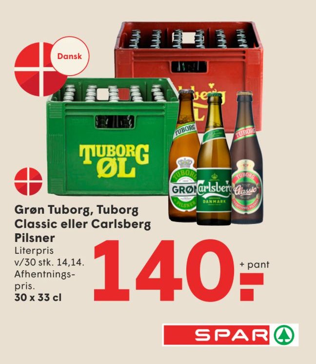 Grøn Tuborg, Tuborg Classic eller Carlsberg Pilsner – Spar