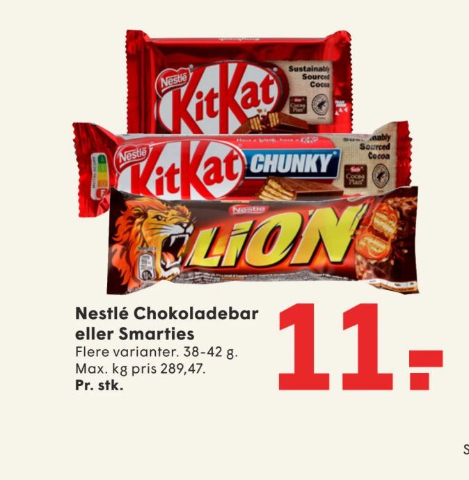 Nestlé Chokoladebar eller Smarties – Spar