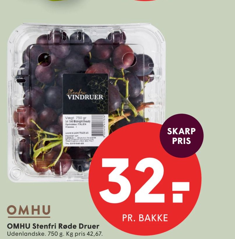 OMHU Stenfri Røde Druer – Spar