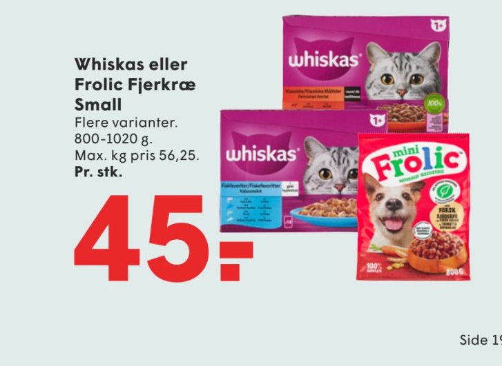 Whiskas eller Frolic Fjerkræ Small – Spar