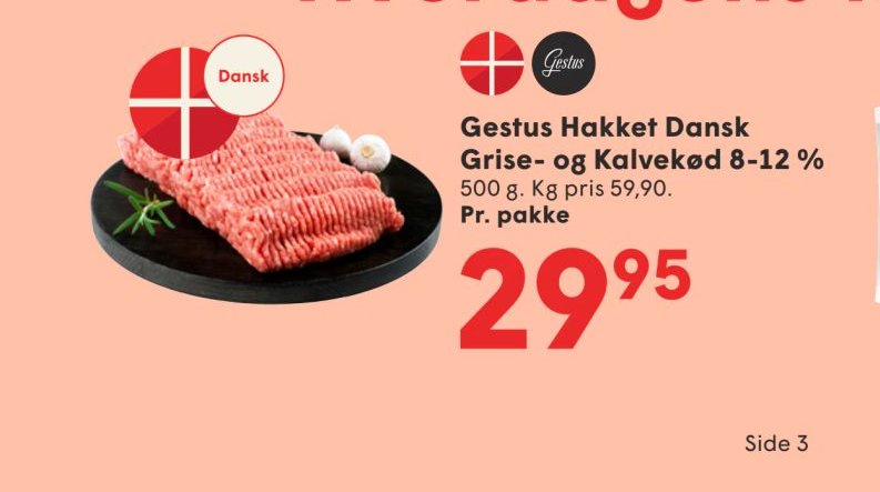 Gestus Hakket Dansk Grise- og Kalvekød 8-12 % – Spar