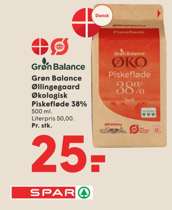 Grøn Balance Øllingegaard Økologisk Piskefløde 38% – Spar