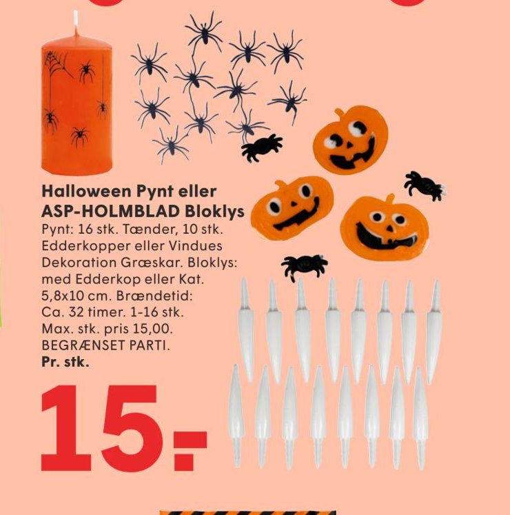 Halloween Pynt eller ASP-HOLMBLAD Bloklys – Spar