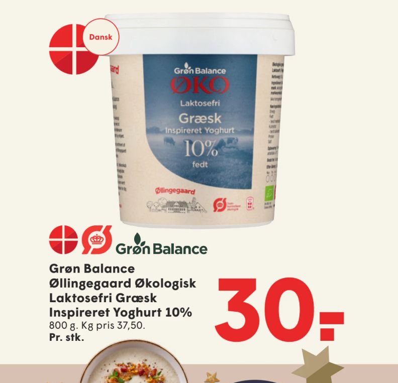 Grøn Balance Øllingegaard Økologisk Laktosefri Græsk Inspireret Yoghurt 10% – Spar
