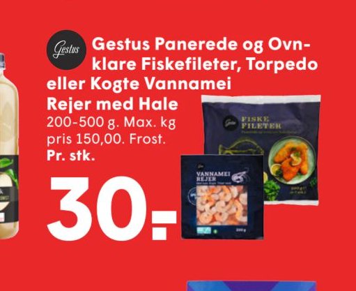 Gestus Panerede og Ovnklare Fiskefileter, Torpedo eller Kogte Vannamei Rejer med Hale – Spar