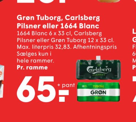 Grøn Tuborg, Carlsberg Pilsner eller 1664 Blanc – Spar