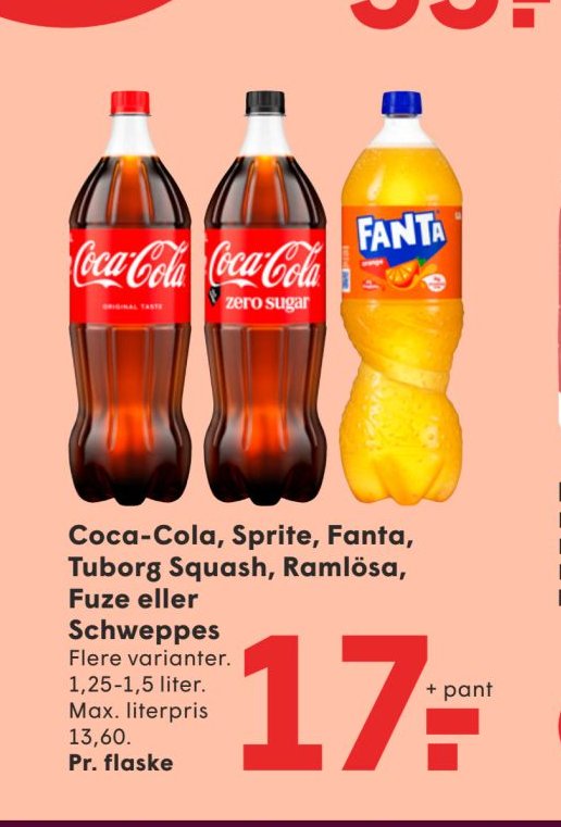 Coca-Cola, Sprite, Fanta, Tuborg Squash, Ramlösa, Fuze eller Schweppes – Spar
