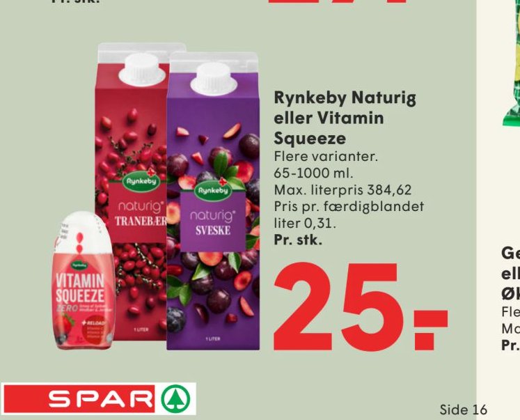 Rynkeby Naturig eller Vitamin Squeeze – Spar
