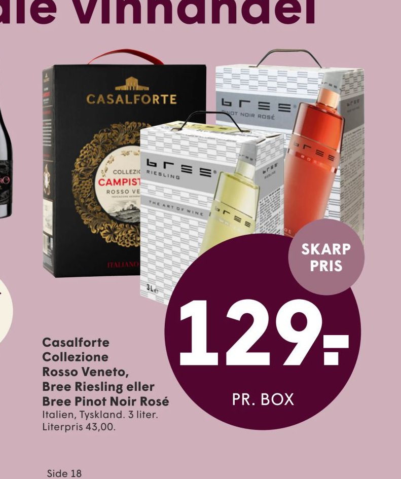 Casalforte Collezione Rosso Veneto, Bree Riesling eller Bree Pinot Noir Rosé – Spar
