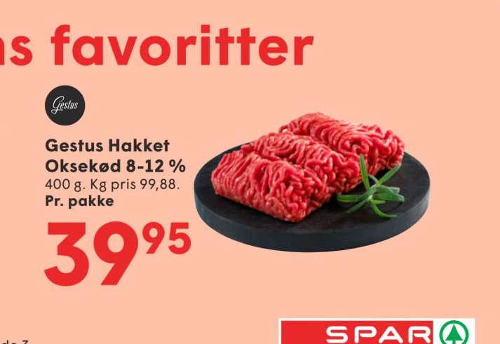 Gestus Hakket Oksekød 8-12 % – Spar