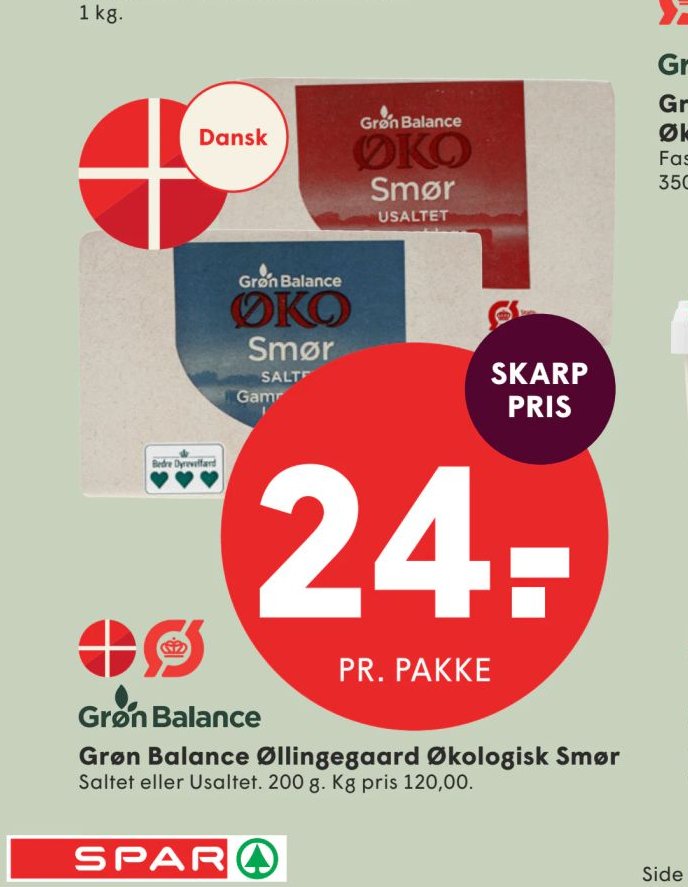 Grøn Balance Øllingegaard Økologisk Smør – Spar