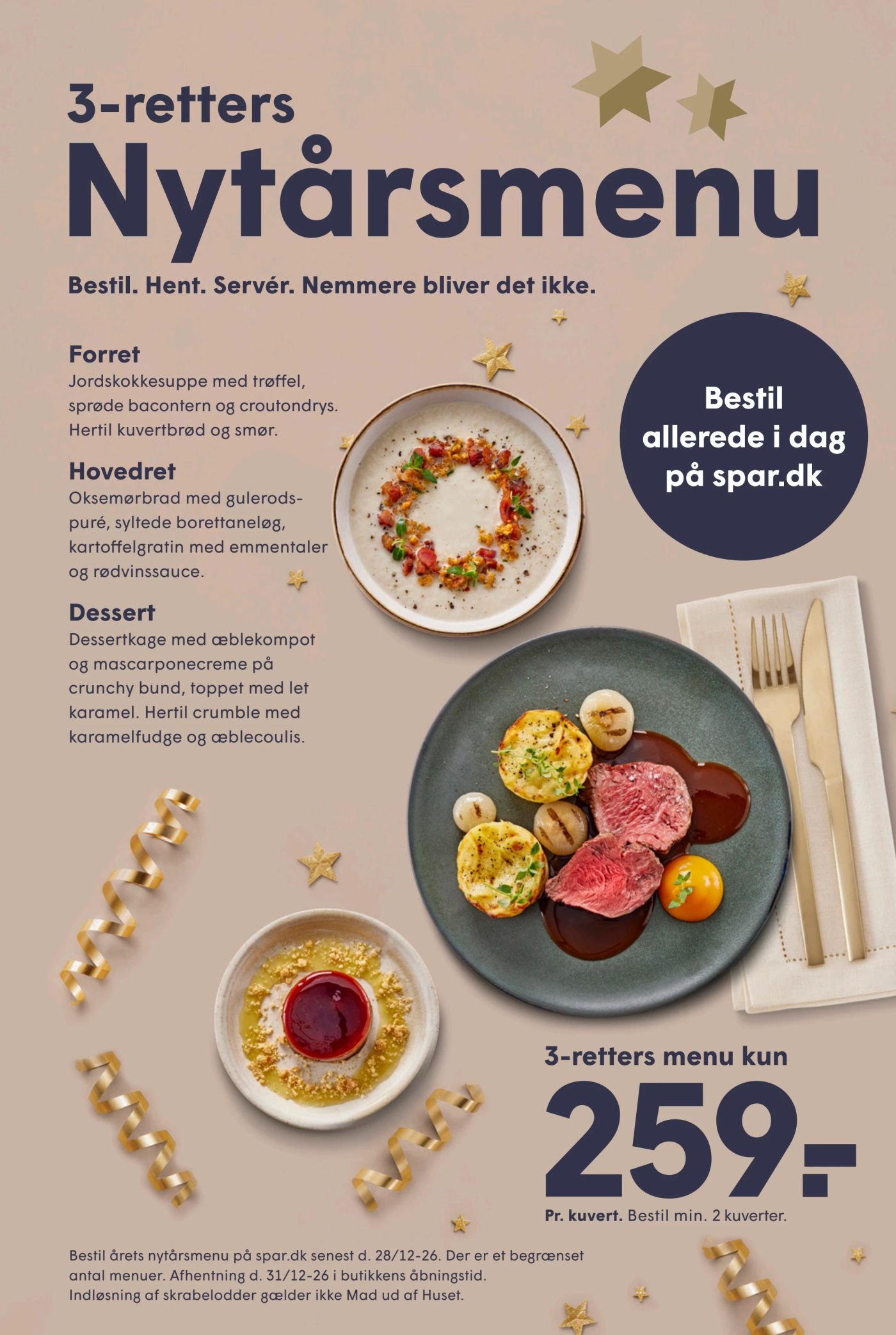 3-retters Nytårsmenu – Spar