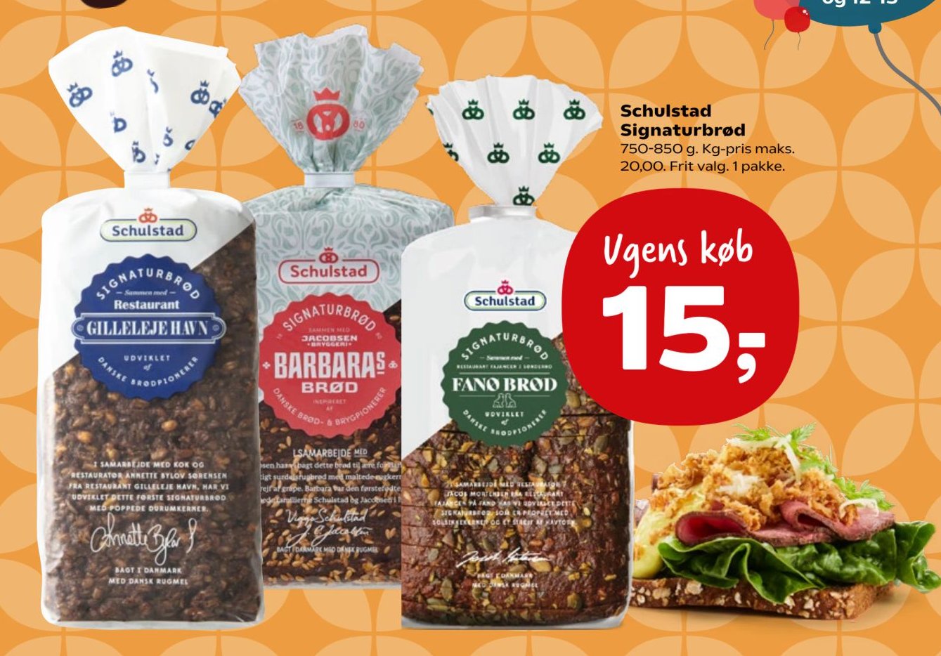 Schulstad Signaturbrød 750-850 g. Kg-pris maks. 20,00. Frit valg. 1 pakke. – SuperBrugsen