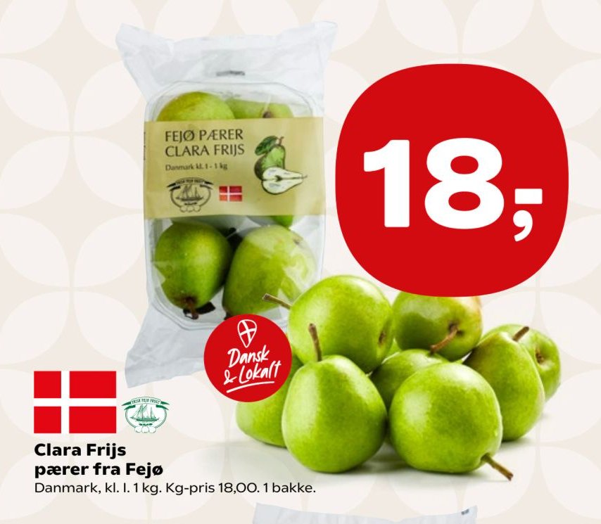 Clara Frijs pærer fra Fejø Danmark, kl. I, 1 kg – SuperBrugsen