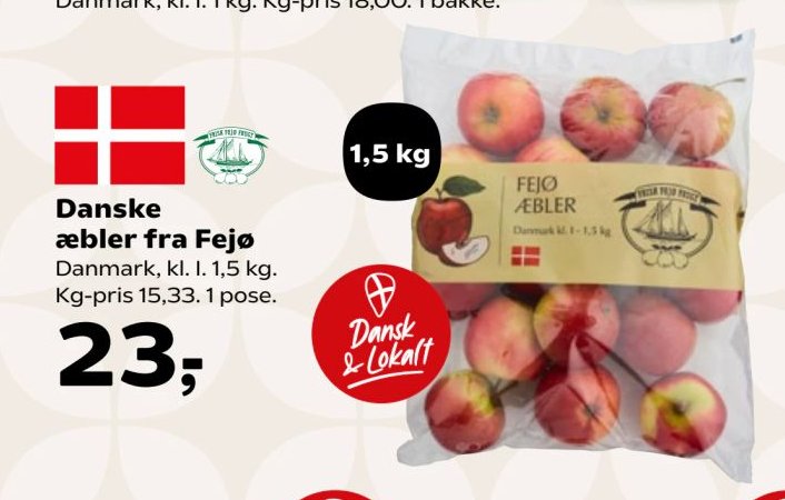 Danske æbler fra Fejø Danmark, kl. I, 1,5 kg – SuperBrugsen