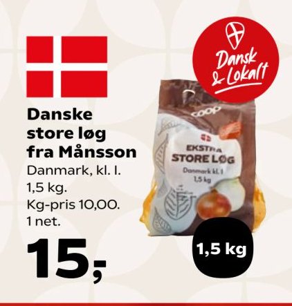 Danske store løg fra Månsson Danmark, kl. I, 1,5 kg – SuperBrugsen