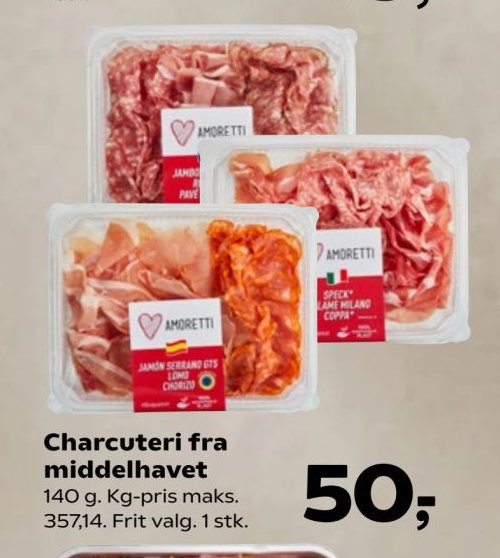 Charcuteri fra middelhavet 140 g. Kg-pris maks. 357,14. Frit valg. 1 stk. – SuperBrugsen
