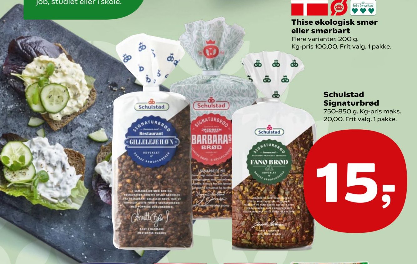 Schulstad Signaturbrød 750-850 g. Kg-pris maks. 20,00. Frit valg. 1 pakke. – SuperBrugsen