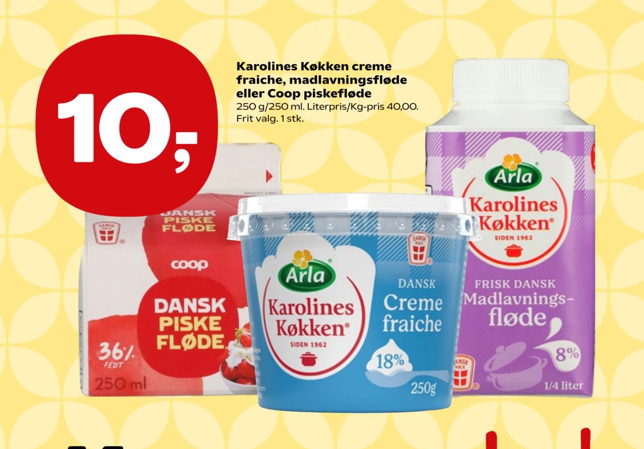 Karolines Køkken creme fraiche, madlavningsfløde eller Coop piskefløde 250 g/250 ml – SuperBrugsen