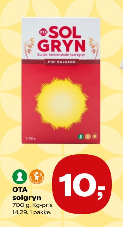 OTA solgryn 700 g. Kg-pris 14,29. 1 pakke. – SuperBrugsen