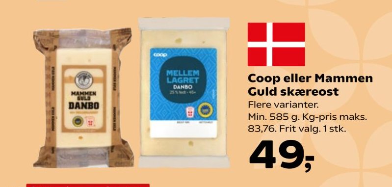 Coop eller Mammen Guld skæreost Flere varianter Min. 585 g – SuperBrugsen