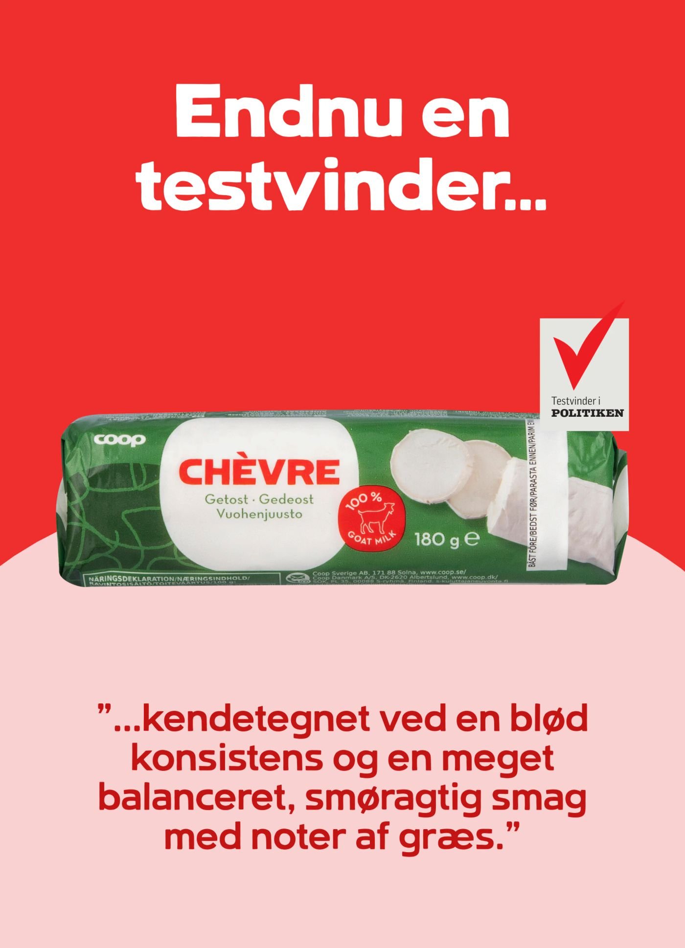coop CHÈVRE Getost · Gedeost · Vuohenjuusto 180 g – SuperBrugsen
