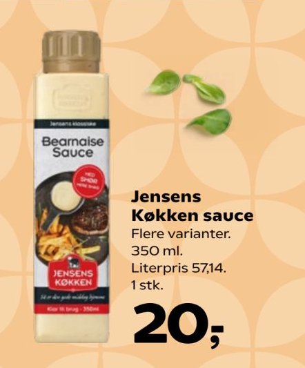 Jensens Køkken sauce Flere varianter. 350 ml. Literpris 57,14. 1 stk. – SuperBrugsen