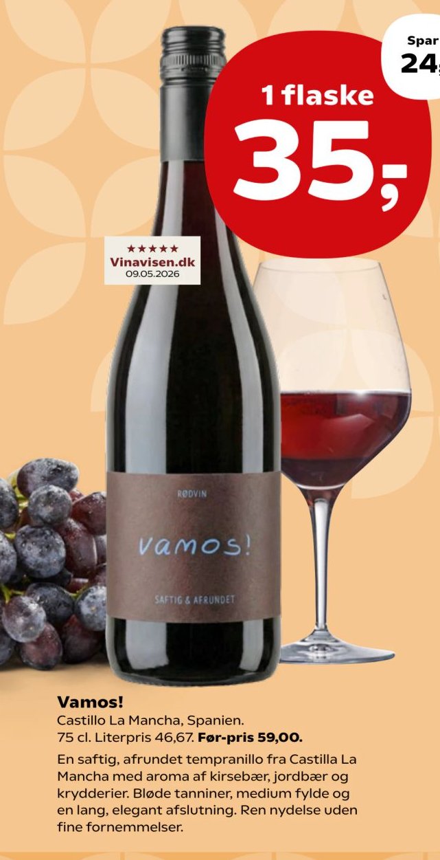 Vamos! Castillo La Mancha, Spanien. 75 cl. Literpris 46,67. – SuperBrugsen