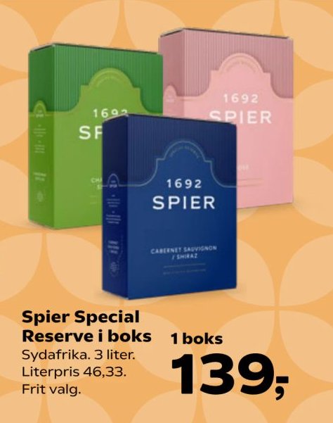 Spier Special Reserve i boks Sydafrika. 3 liter. Literpris 46,33. – SuperBrugsen