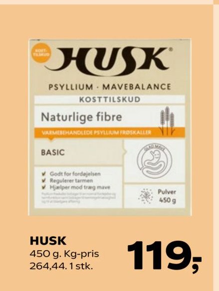 HUSK 450 g. Kg-pris 264,44. 1 stk. – SuperBrugsen