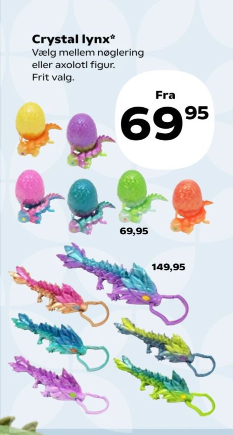 Crystal lynx* Vælg mellem nøglering eller axolotl figur. Frit valg. – SuperBrugsen