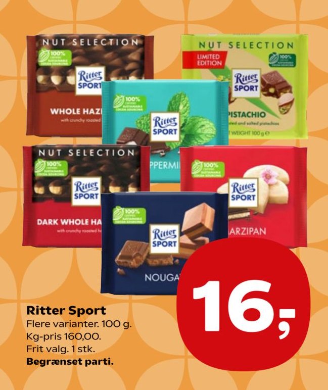 Ritter Sport Flere varianter. 100 g. – SuperBrugsen
