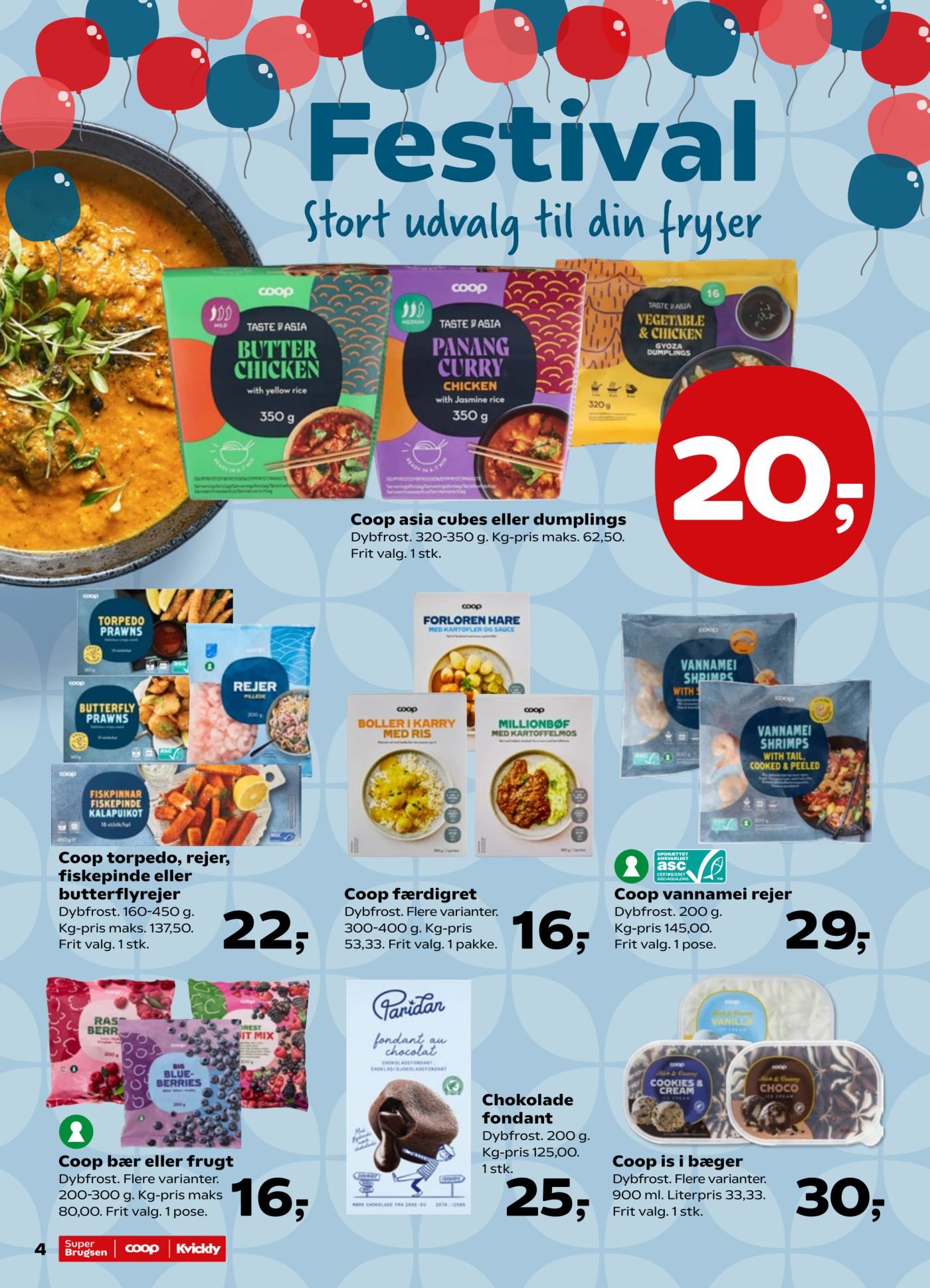Coop færdigret Dybfrost. Flere varianter. 300-400 g. Kg-pris 53,33. Frit valg. 1 pakke. – SuperBrugsen