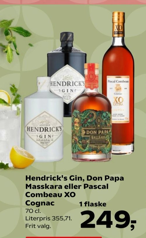 Hendrick's Gin, Don Papa Masskara eller Pascal Combeau XO Cognac 70 cl. – SuperBrugsen