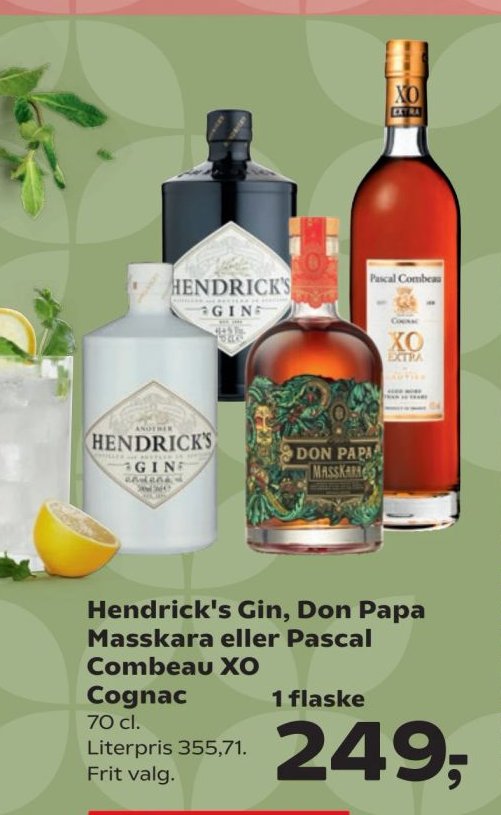 Hendrick's Gin, Don Papa Masskara eller Pascal Combeau XO Cognac 1 flaske 70 cl. – SuperBrugsen