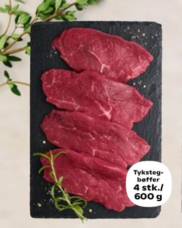 Tyksteg-bøffer 4 stk./600 g – SuperBrugsen