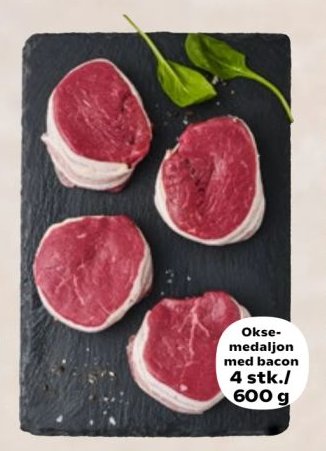 Okse-medaljon med bacon 4 stk./600 g – SuperBrugsen