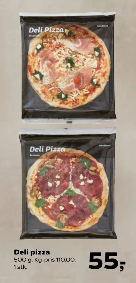 Deli pizza 500 g. Kg-pris 110,00. 1 stk. – SuperBrugsen