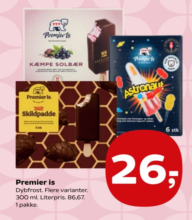Premier is Dybfrost. Flere varianter. 300 ml. Literpris 86,67. 1 pakke. – SuperBrugsen