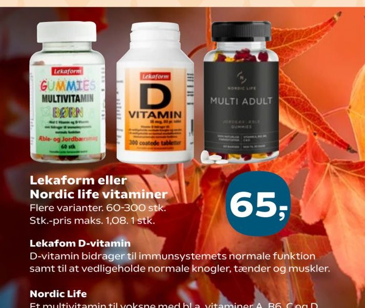 Lekaform eller Nordic life vitaminer Flere varianter. 60-300 stk. – SuperBrugsen