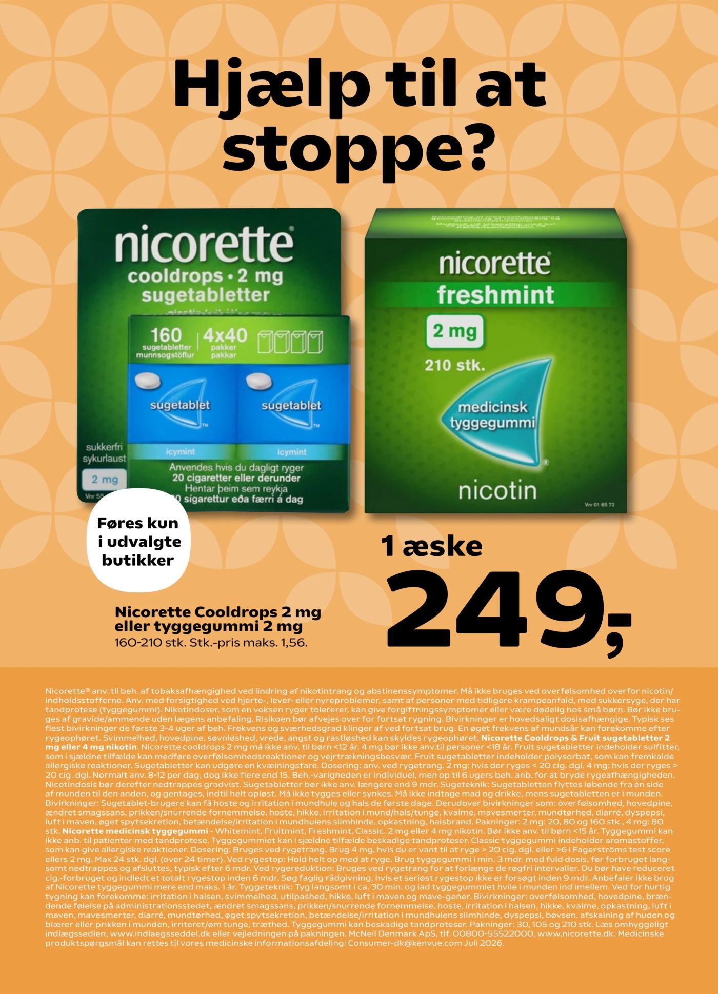 Nicorette Cooldrops 2 mg eller tyggegummi 2 mg 160-210 stk. – SuperBrugsen